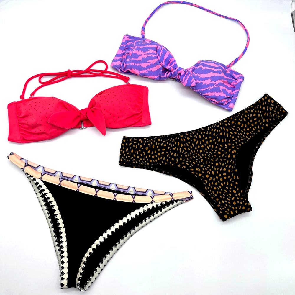 VICTORIAS SECRET SIZE MEDIUM MISMATCHED BATHING SUIT BUNDLE 2 TOPS 2 BOTTOMS